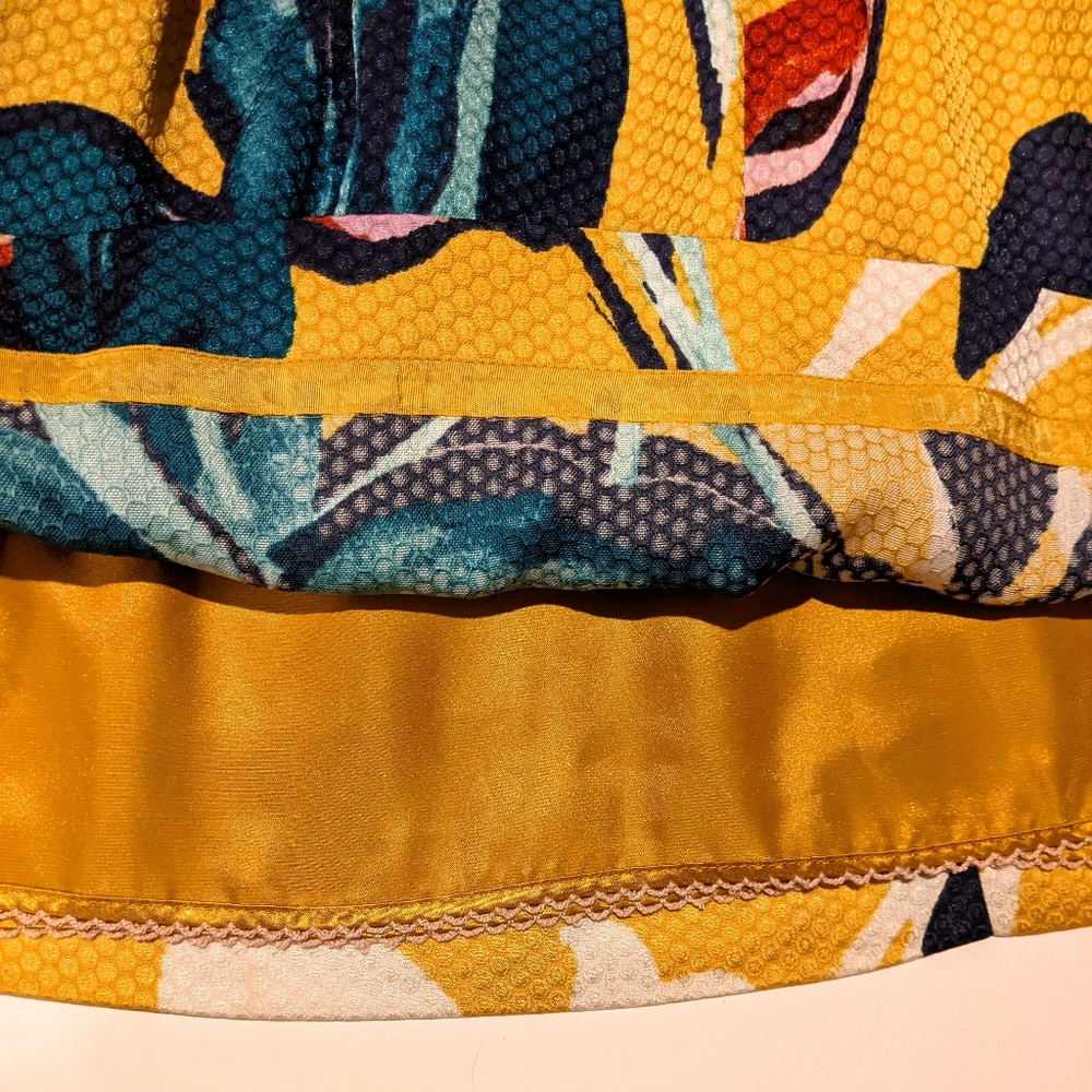 Anthropologie Maeve Tropicale Gold Yellow Floral Skirt - Picture 10 of 11